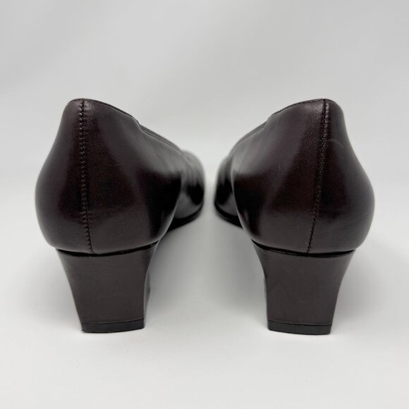 Liz Baker Brown Pump Heeled Loafer Sz 9.5 NARROW Office Professional Minimalist - Picture 4 of 6